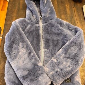 Girls Blue Faux Fur Hoodie